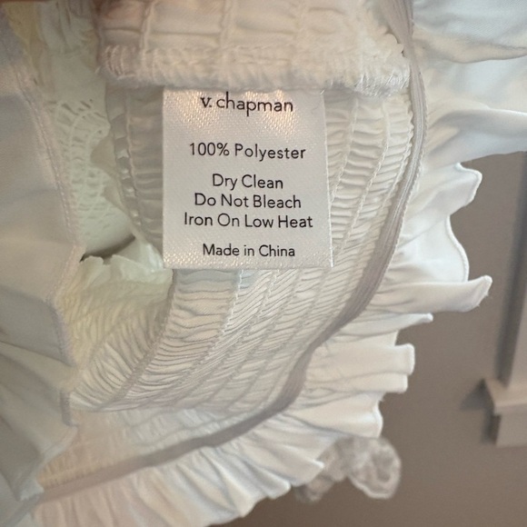 NWT V. CHAPMAN | White ruffle & Lace long sleeve blouse , on/off shoulder size 4 - Picture 5 of 7